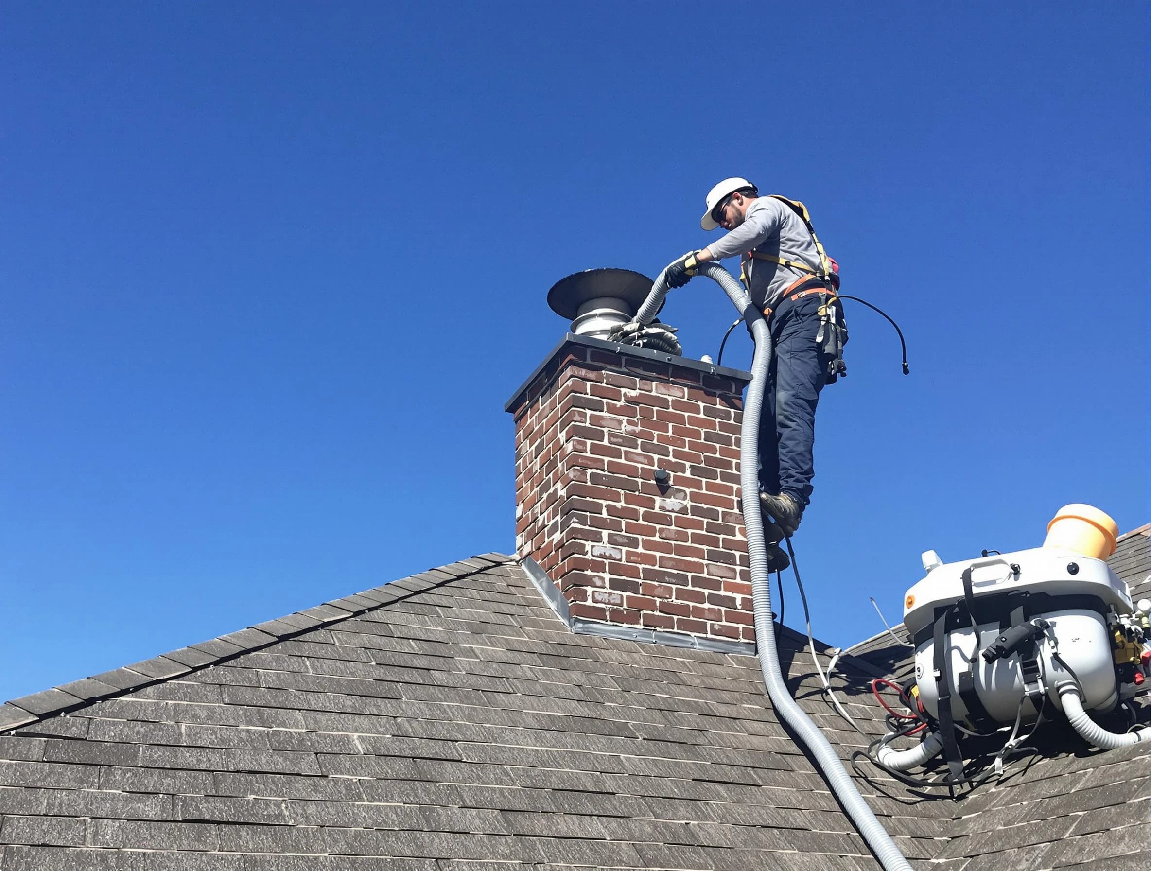 Dedicated Placitas Chimney Sweep team member cleaning a chimney in Placitas, NM