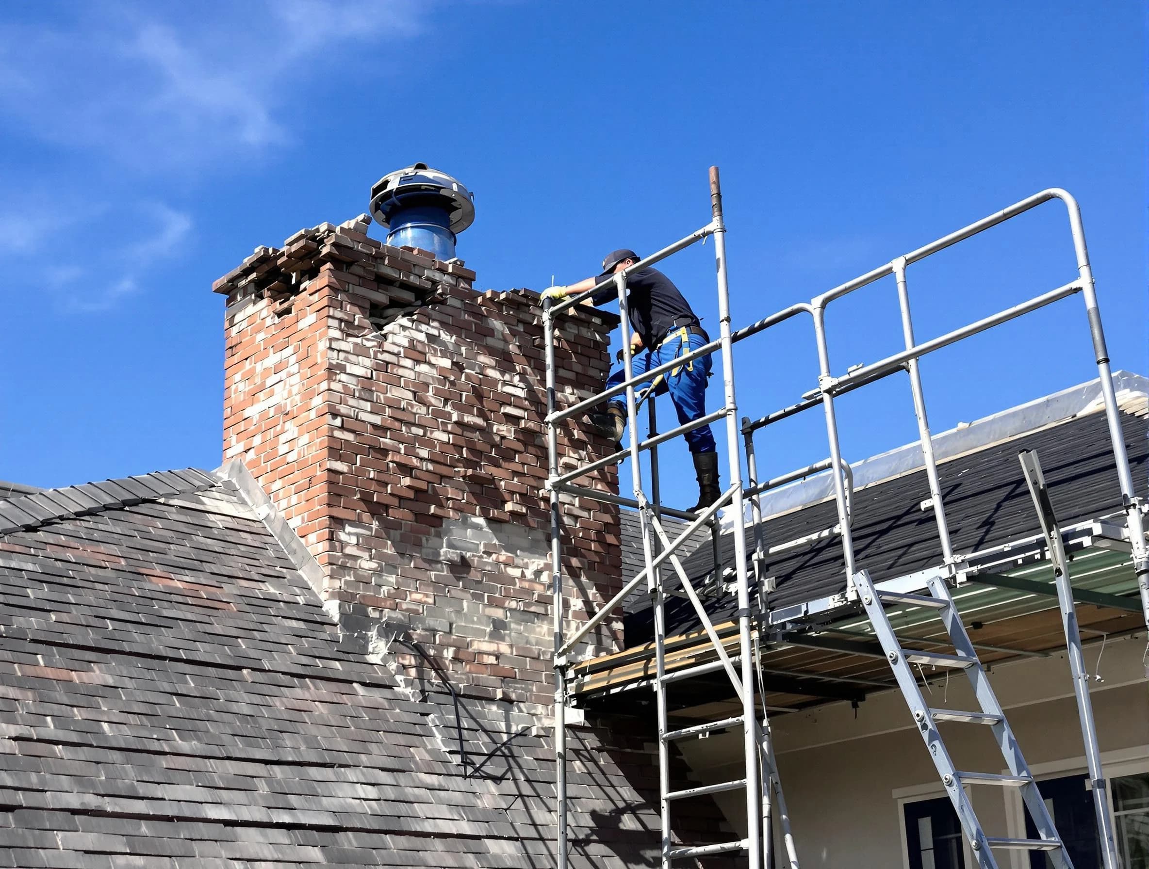 Rebuilding a chimney structure by Placitas Chimney Sweep in Placitas, NM