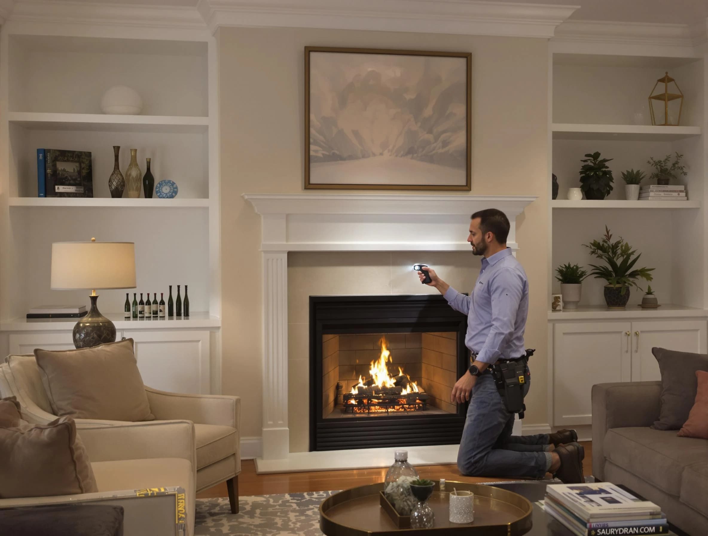 Placitas Chimney Sweep conducting a fireplace safety inspection in Placitas, NM