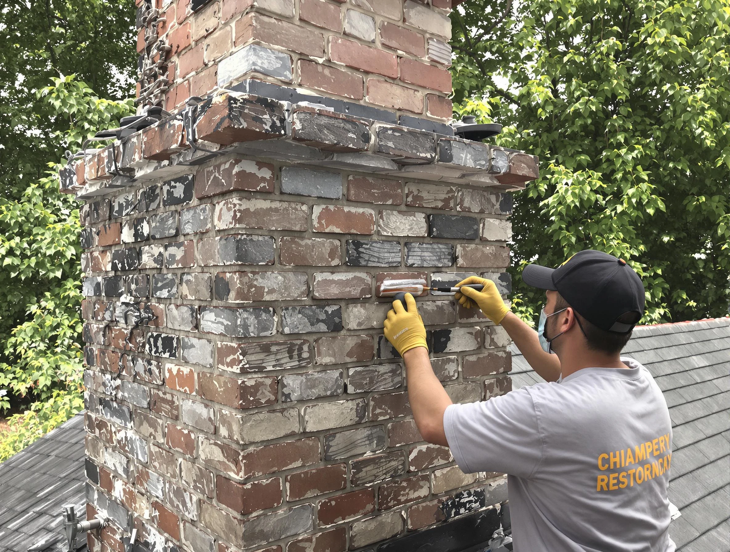 In-progress chimney restoration by Placitas Chimney Sweep in Placitas, NM