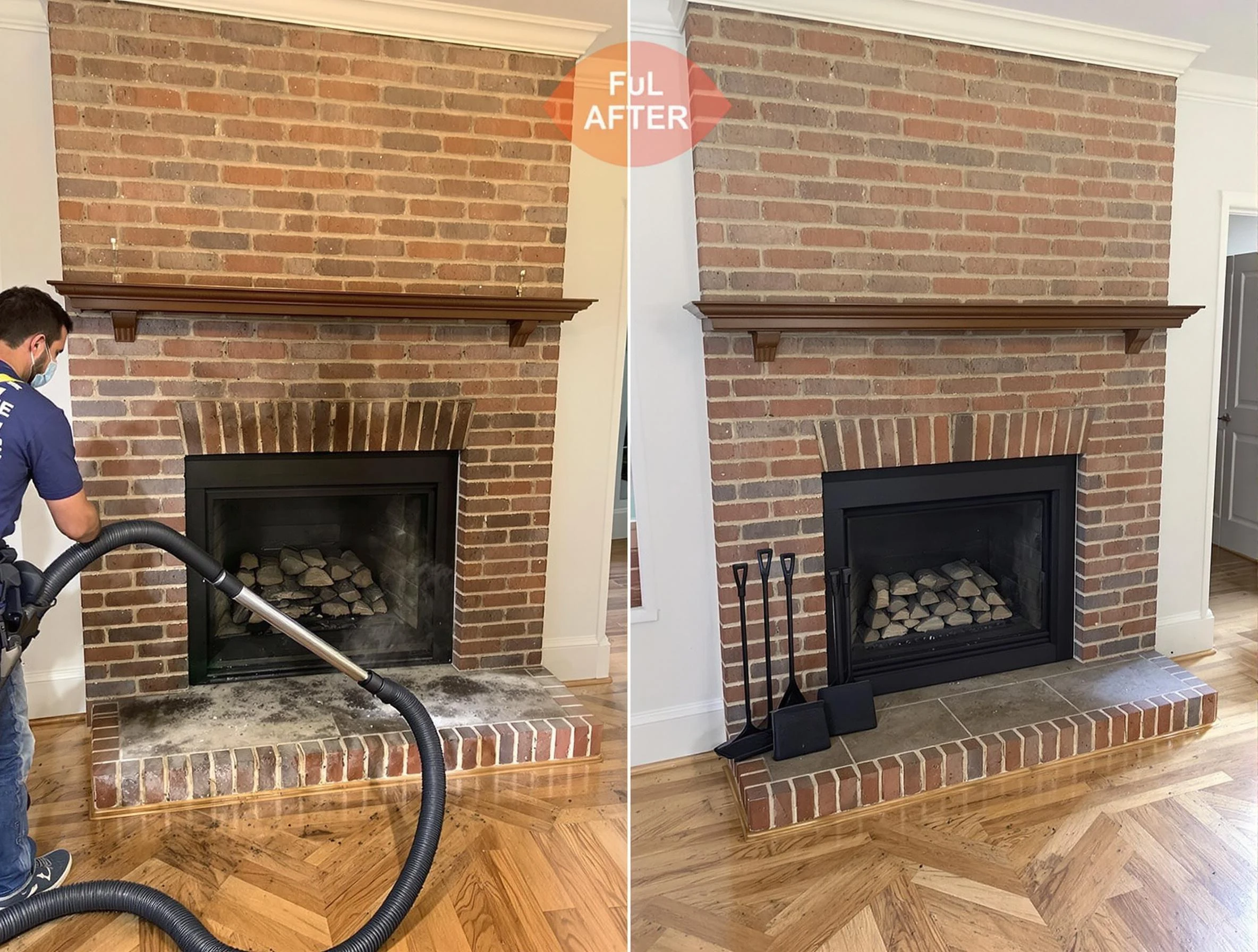 Placitas Chimney Sweep carefully sanitizing a fireplace in Placitas, NM