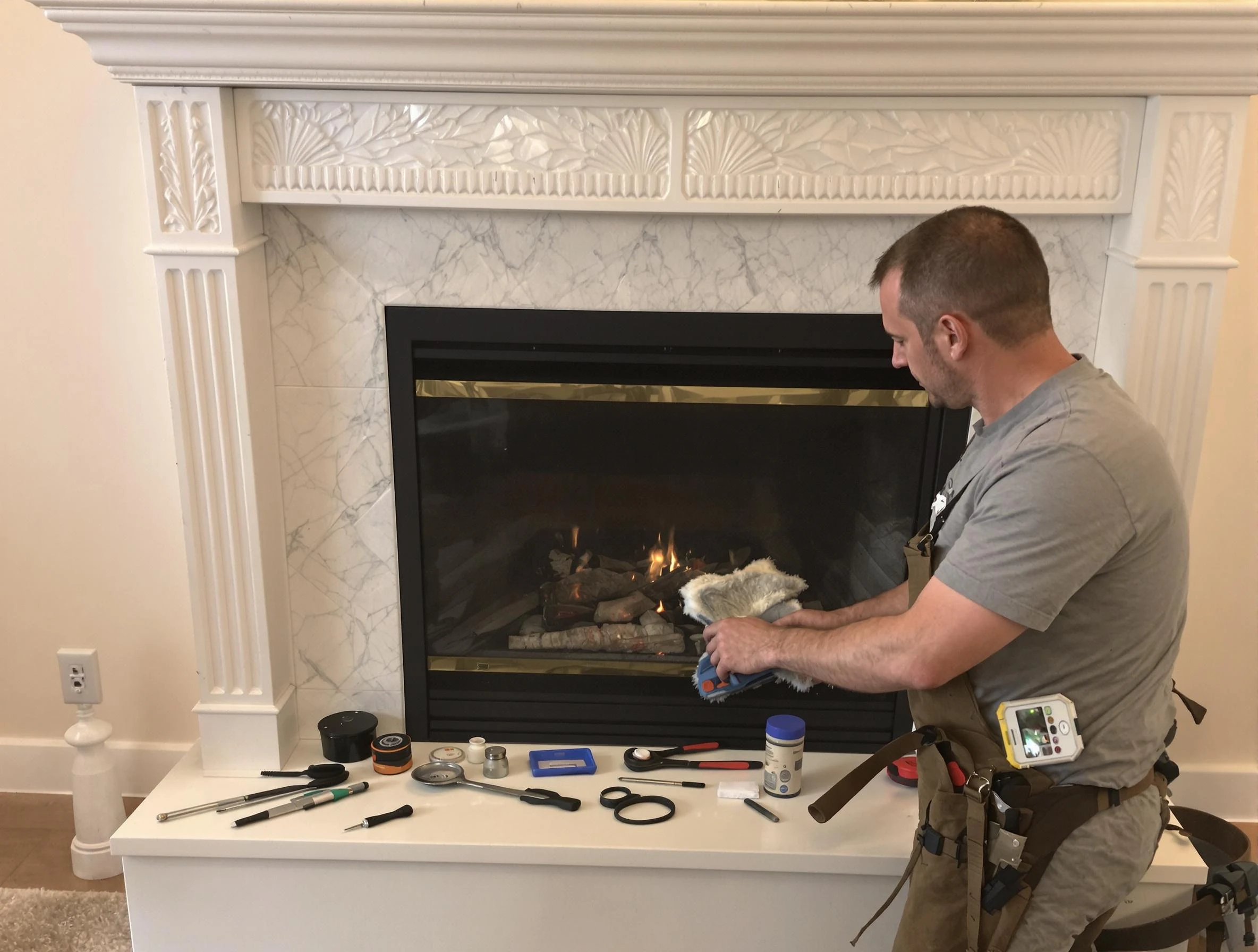 Placitas Chimney Sweep performing fireplace maintenance in Placitas, NM